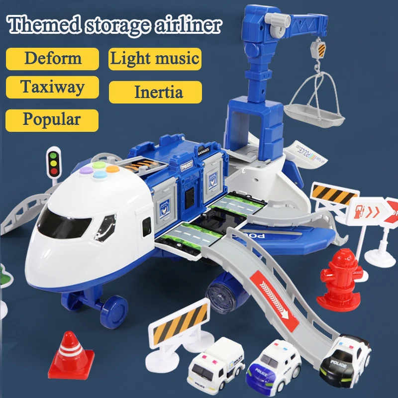 Oversized airplane toy children fall-resistant baby puzzle girl boy car police oversized track multi-function car toy