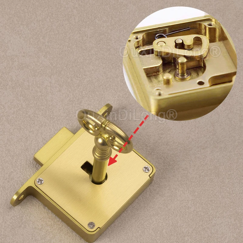 1PCS Antique Brass Drawer Lock Invisible Cabinet Locks Dresser Hidden Closet Door Lock w Key Concealed Installation GF1533