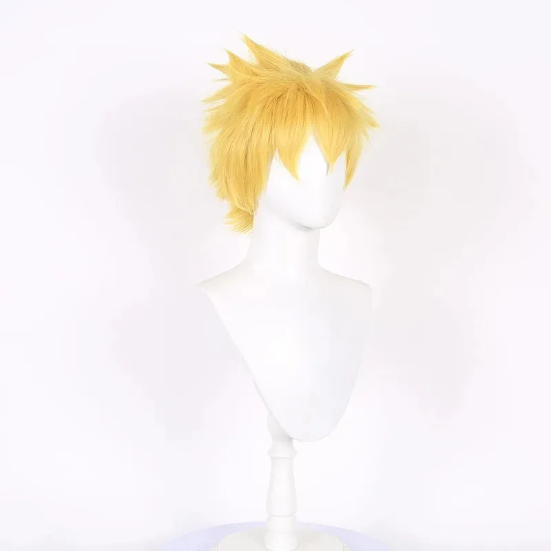 AAA 2025 HOKAGE NINJA Uzumaki تأثيري الأصفر الاصطناعية قصيرة مجعد أنيمي Coser جودة عالية ألياف مقاومة للحرارة شعر مستعار داي #3