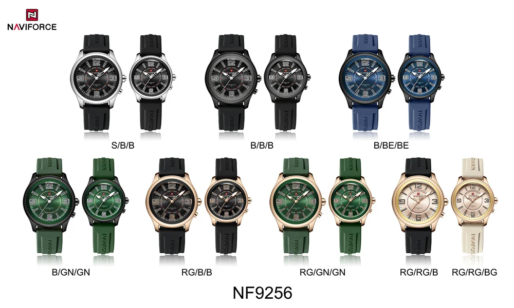 NAVIFORCE ساعة نسائية العلامة التجارية الفاخرة مقاوم للماء الأصلي سيدة فتاة ساعة اليد سيليكون المطاط سوار ساعة الإناث هدية 9256 #5