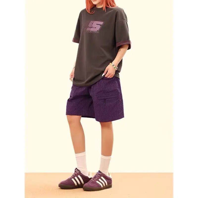 

American Retro Multi-ket Workwear orts Men's Summer Loose Large Size Thin Casual Versatile Five-Quarter Pants