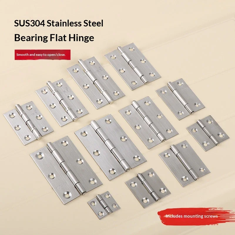 

2PCS Stainless Steel Flat Hinges Thickened Folding Doors Windows Micro Folding 180° Cabinet Door Hinges Hardware Accessories