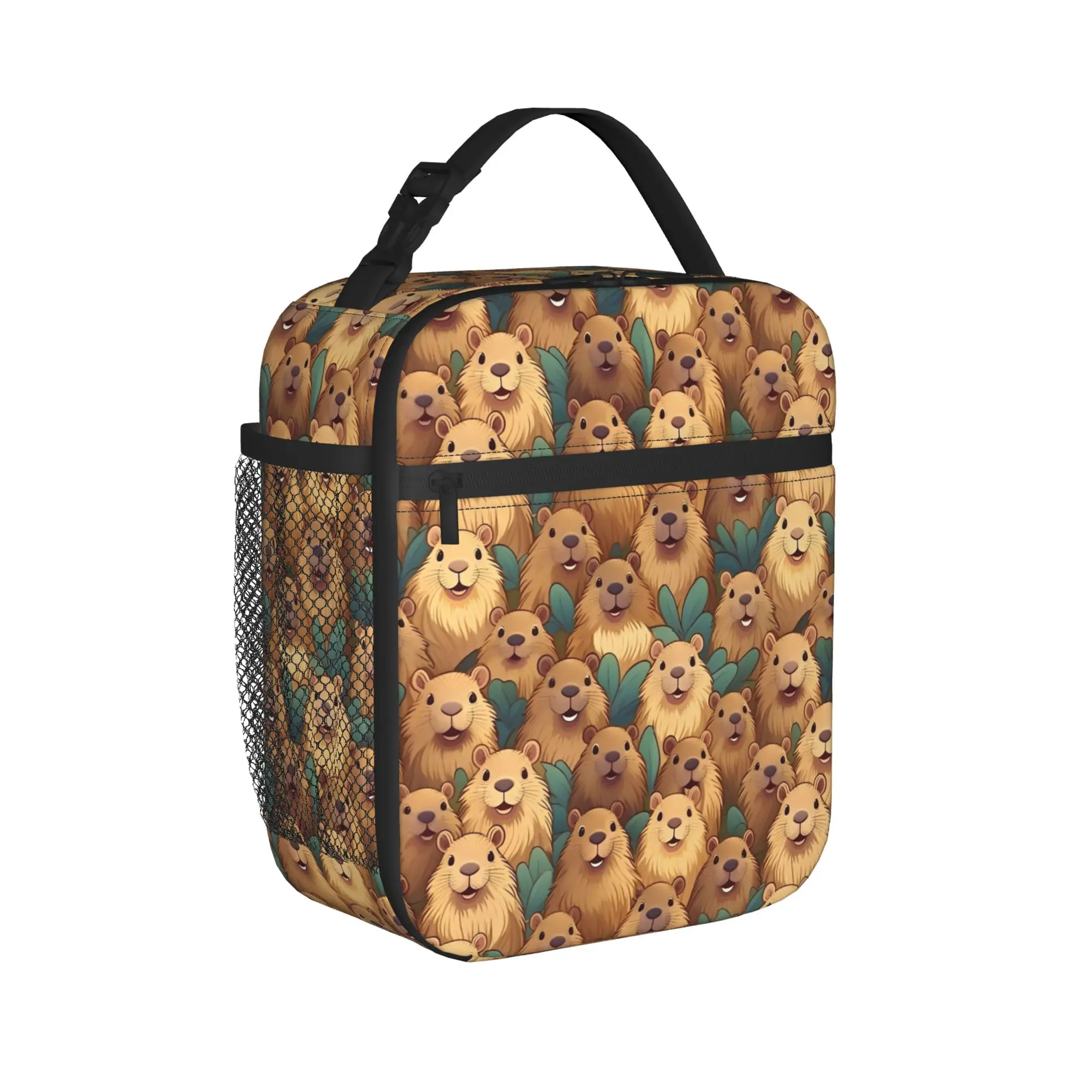 Kawaii Capybara Pattern Thermal Insulated Lunch Bag for School  Portable Food Bag Cooler Thermal Lunch Boxes