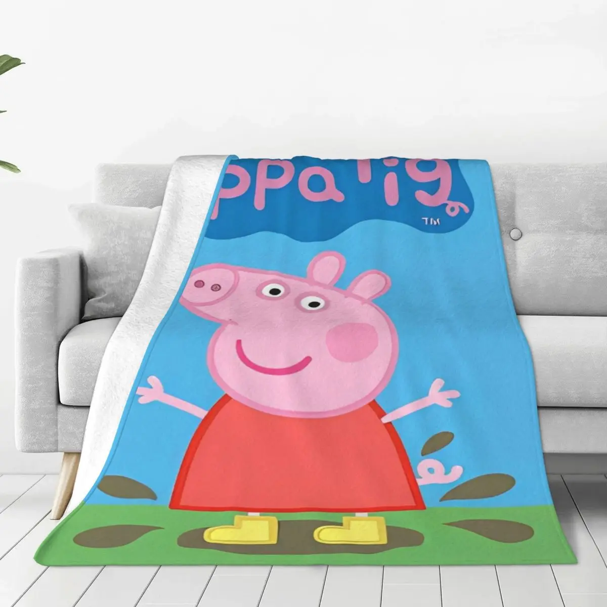 Peppa Pig Cartoon Anime Blanket Super Soft Velvet Comfort Present Throw Blanket Bedding Throws