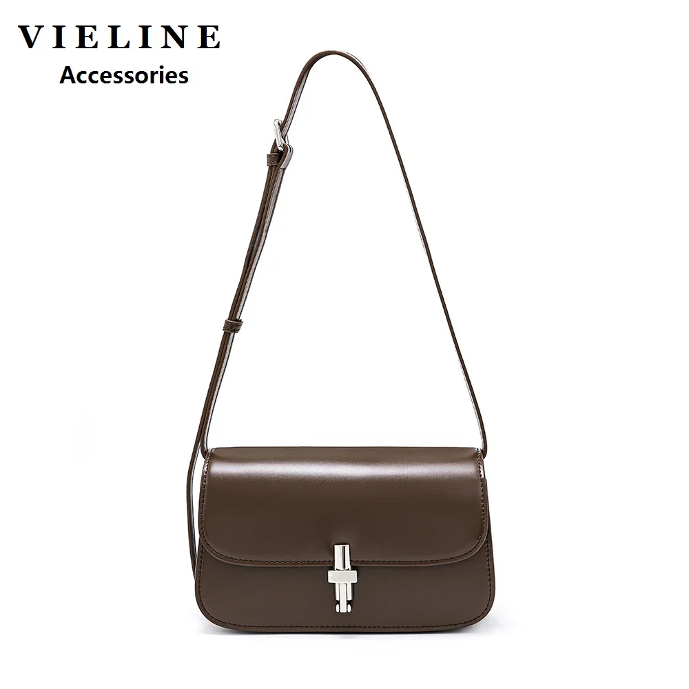 VIELINE Women\'s luxury French Style Small Square Bag Box Bag Messenger Female Real Leather Flap Handbag