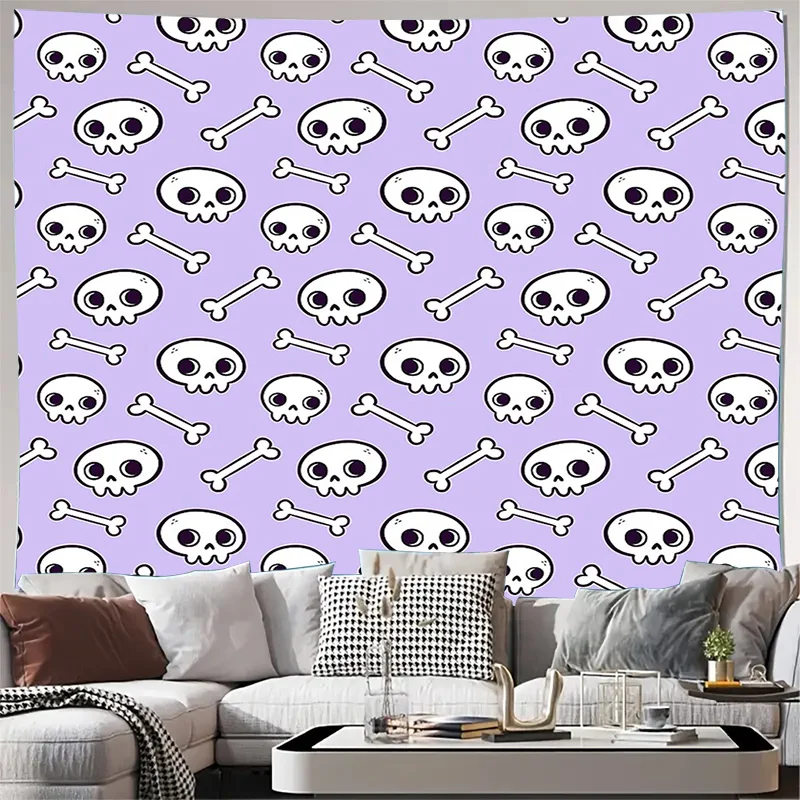 Spooky Skull Tapestry Wall Hanging Gothic Decor Halloween Room Aesthetic Tapestry Bedroom Dorm Wall Art Home Decoration