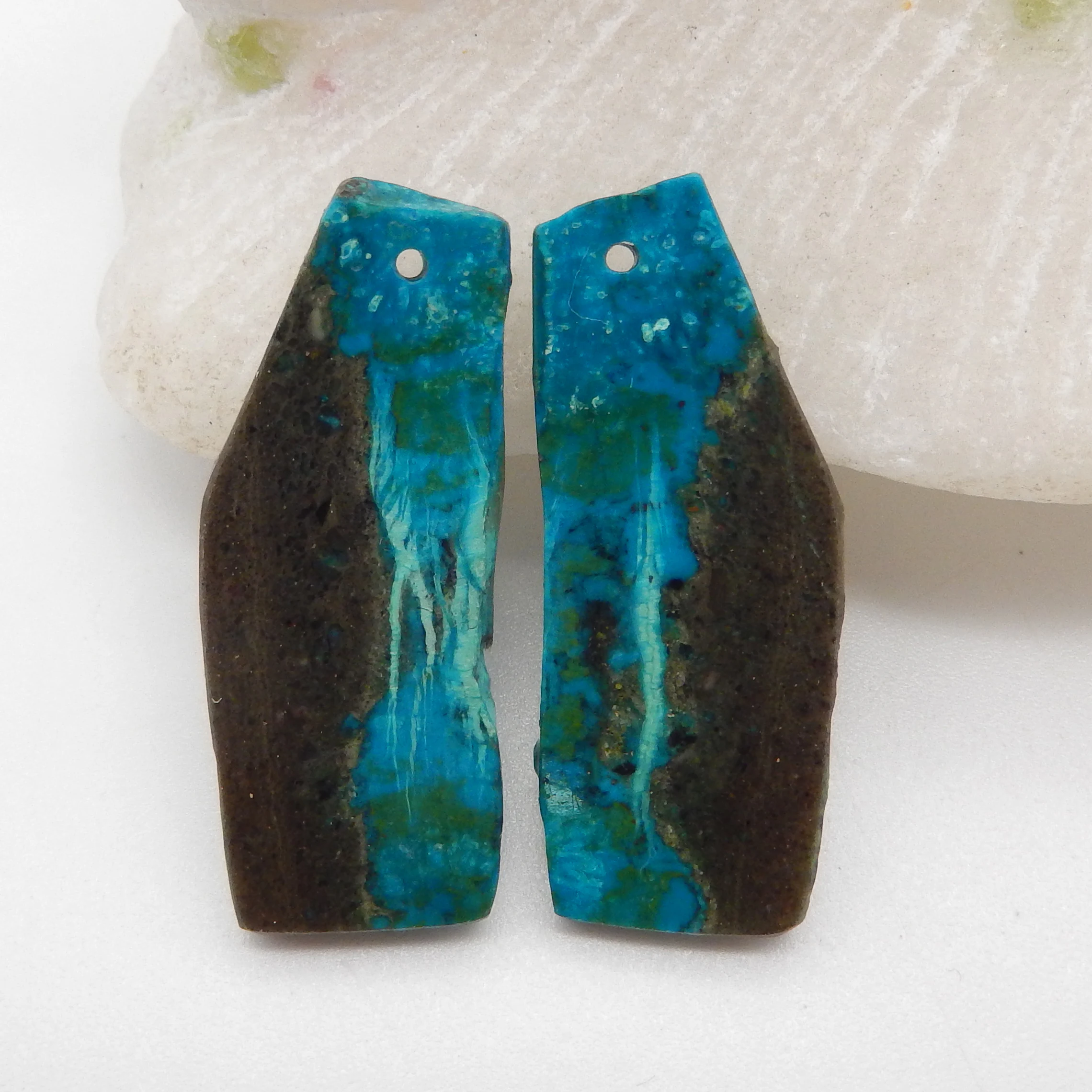 

Natural Chrysocolla Earrings For Women, Natural Gemstone Earrings Beads For Jewelry Making