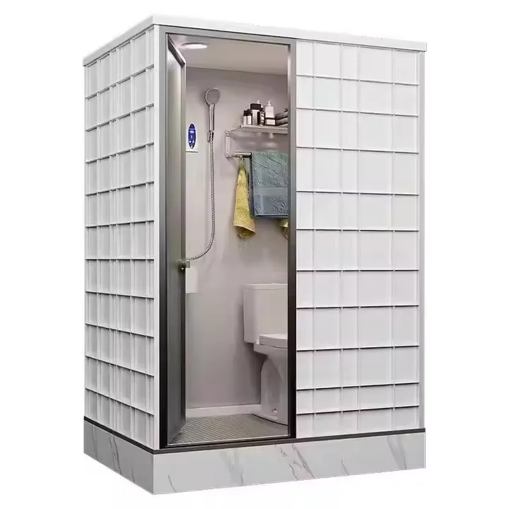 Modern all-in-one prefabricated bathroom unit Shower toilet Modular pod Slide folding open rectangular acrylic tray