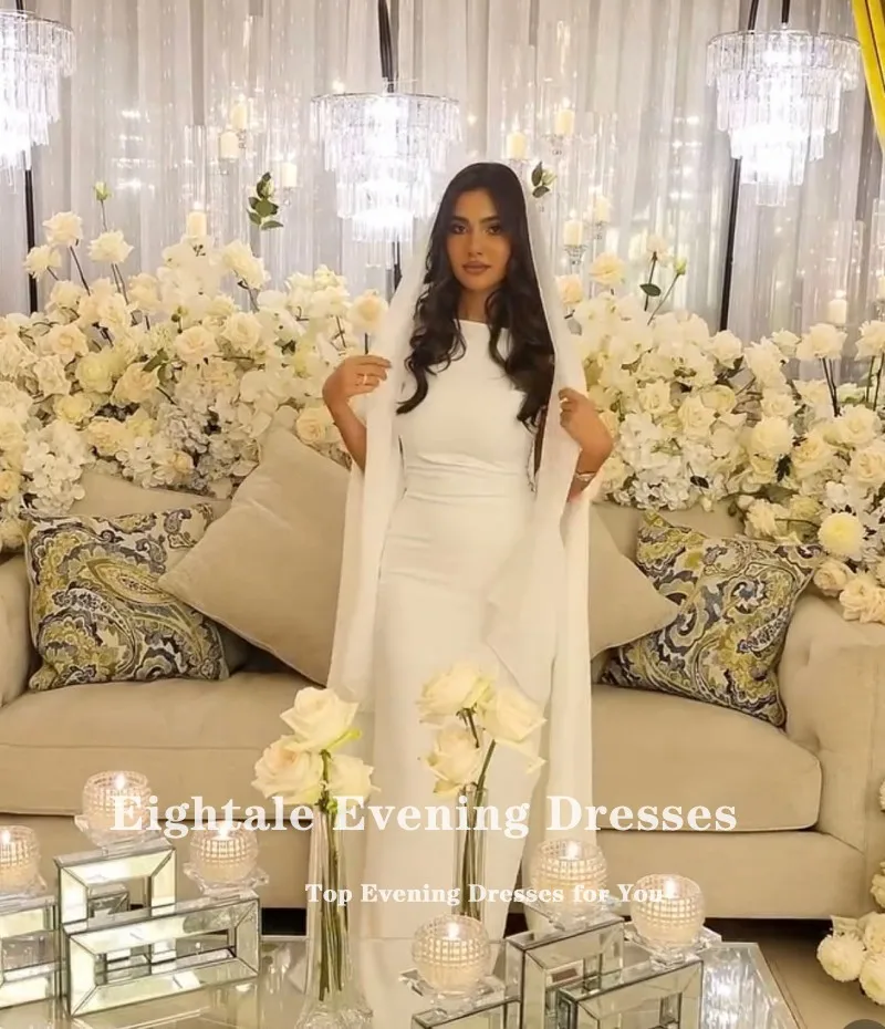 EPackage Aale-Robe de Soirée Arabe Personnalisée, Tenue de Bal, Extensible, Col Rond, Manches Cape, Tenue de Mariage, Sirène