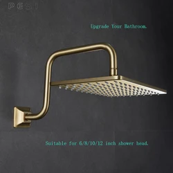 Wall Mounted Shower Arm Extension Head Holder Stainless Stee for Elbow Bathroom Accessories Pipe Bath Tube Brushed Gold