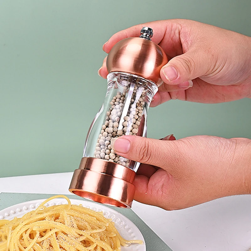 Plastic Spice Pepper Grinder Clear Acrylic Salt and Pepper Mills Adjustable Ceramic Rotor Seasoning Mills Kitchen Accessories