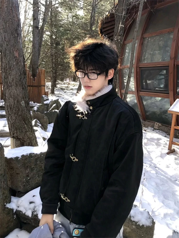 

American Sle Thiened Fce Lined Stand Collar Men's Cotton Jaet Harlequin Coat Winter Warm Casual Stand Fit Long Sl...