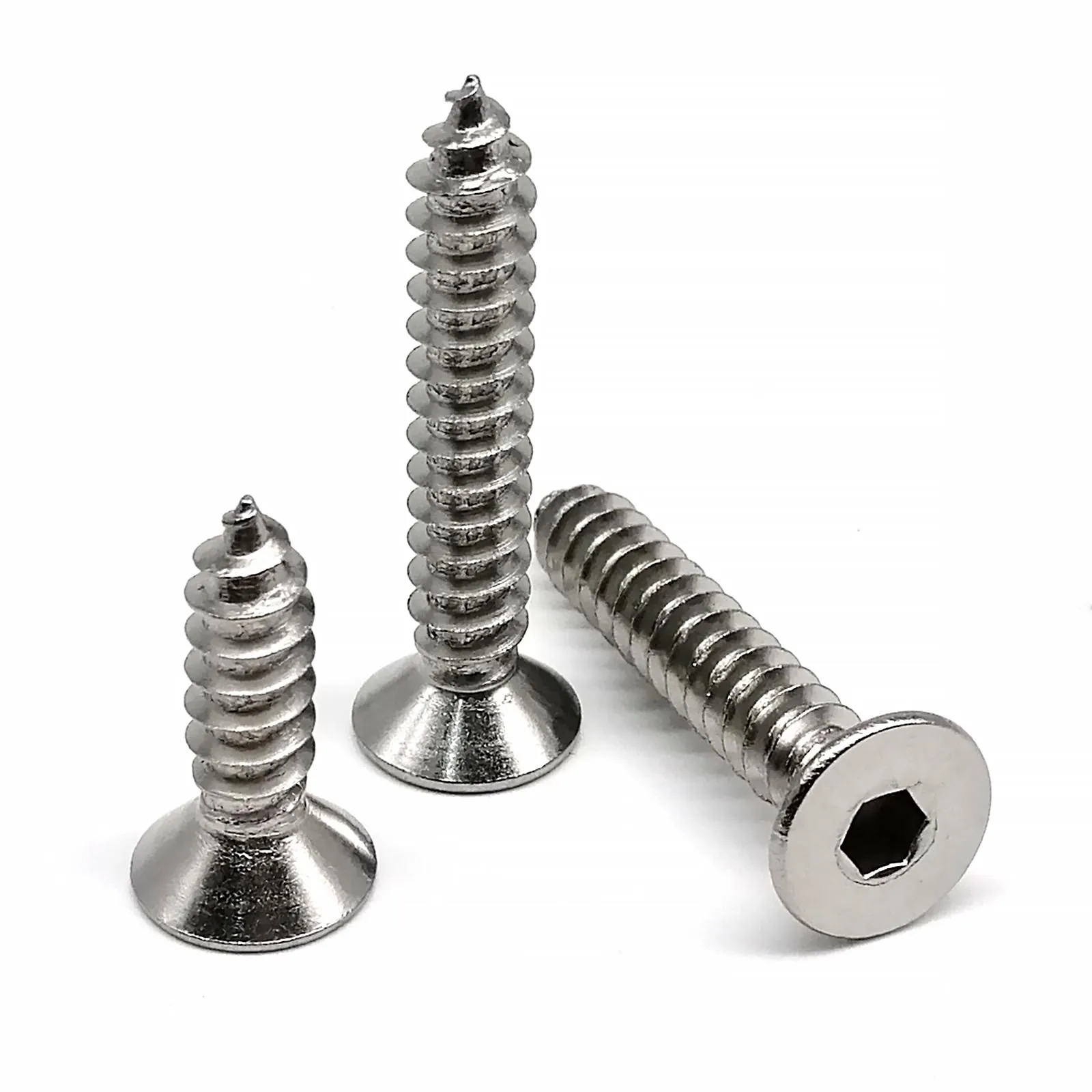 10/50pcs M2 M2.3 M2.6 M3 M4 M5 M6 A2 304 Stainless Steel Allen Hexagon Hex Socket Flat Countersunk Head Self Tapping Wood Screw