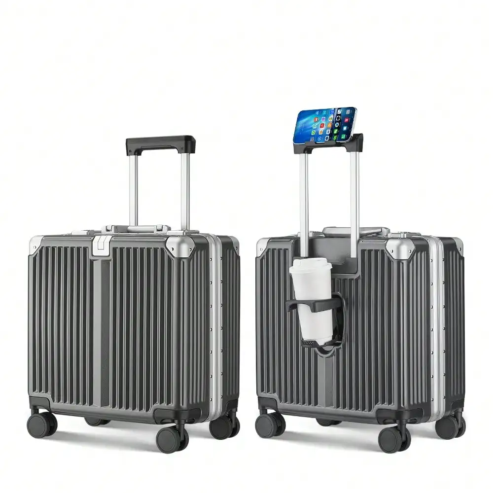 

Business Aluminum-Frame Carry-On Suitcase Airline Approve ,18-Inch Hard-Shell Trolley Case,Features A TSA-Approved Lock And Smooth, Silent 360° Spinner Wheels,Suitable For Business Trips, Short Trips, And Weekend Getaways