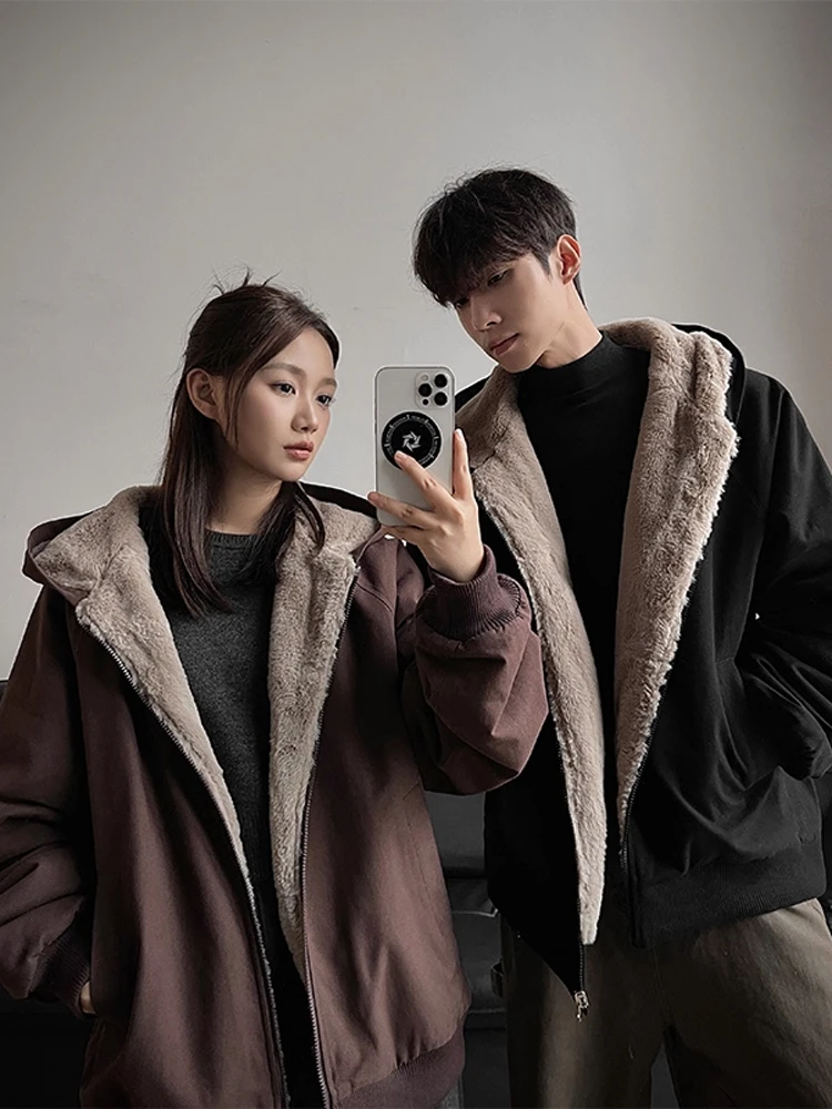 

Thiened Хлопок Jaet Boxy ape Пара Зимняя теплая верхняя одежда Мужская и женская стойка с капюшоном Длинная застежка-молния Све