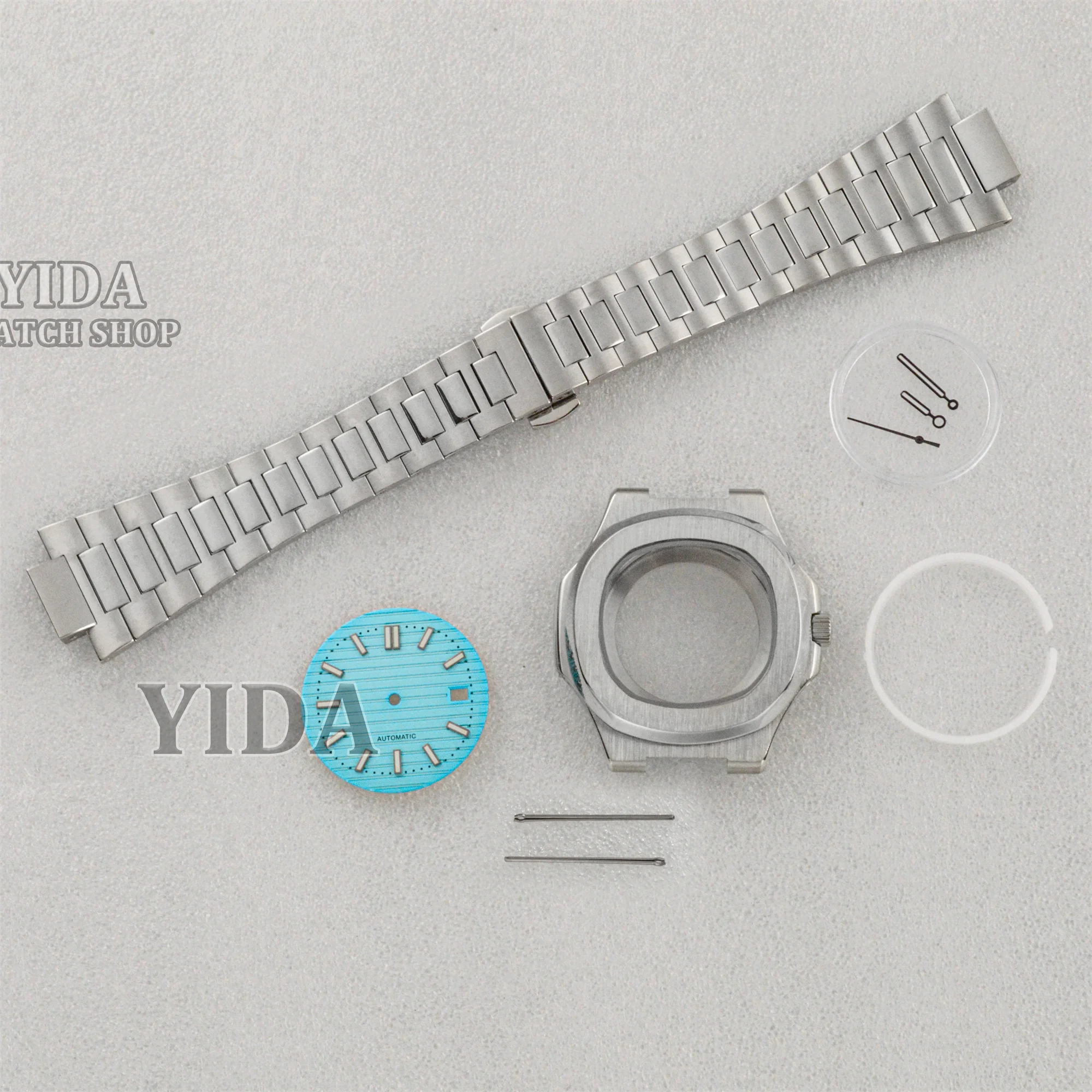 NH35 Cassa In Acciaio Inox 316L 41 millimetri Cassa Dell'orologio Quadrante Della Fascia Verde Lancette Luminose Per NH35 Movimento Automatico Nautilus Strumenti di Riparazione