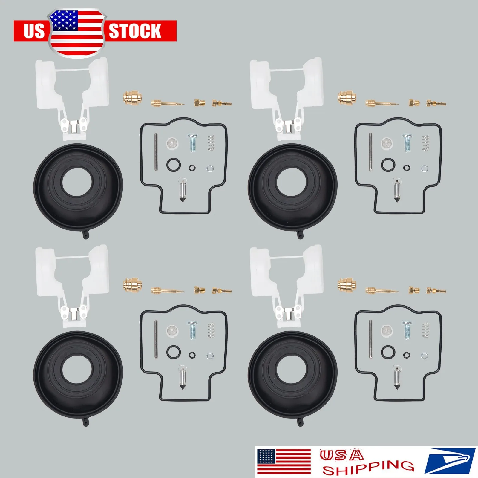 4x  For Kawasaki Ninja ZX-9R ZX900 1994-2003 Carburetor Repair Kit w/ Diaphragm