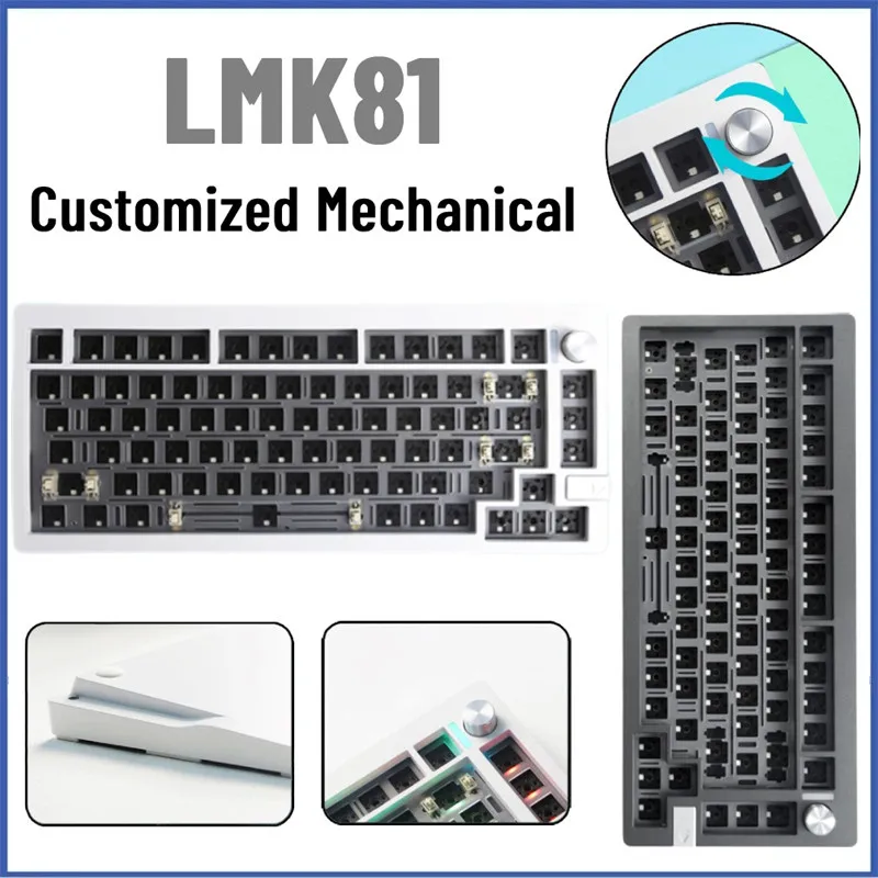 LMK81 RGB Hot Swap Bluetooth 5.0/2.4Ghz/Type-C Mechanical Keyboard Kit 81 Keys DIY Mechanical Keyboard with Knob Gasket Mount