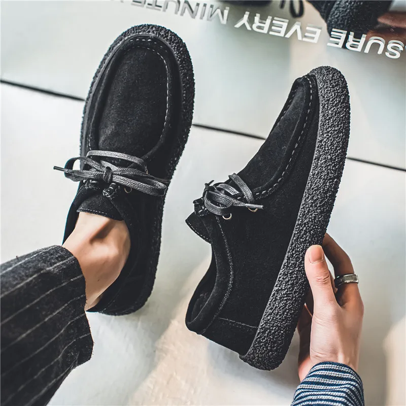 2025 New Men's Lightweight Canvas Shoes with Thick Sole Suede Soft Sole Breathable and Fashionable Walking Casual Denim Shoes