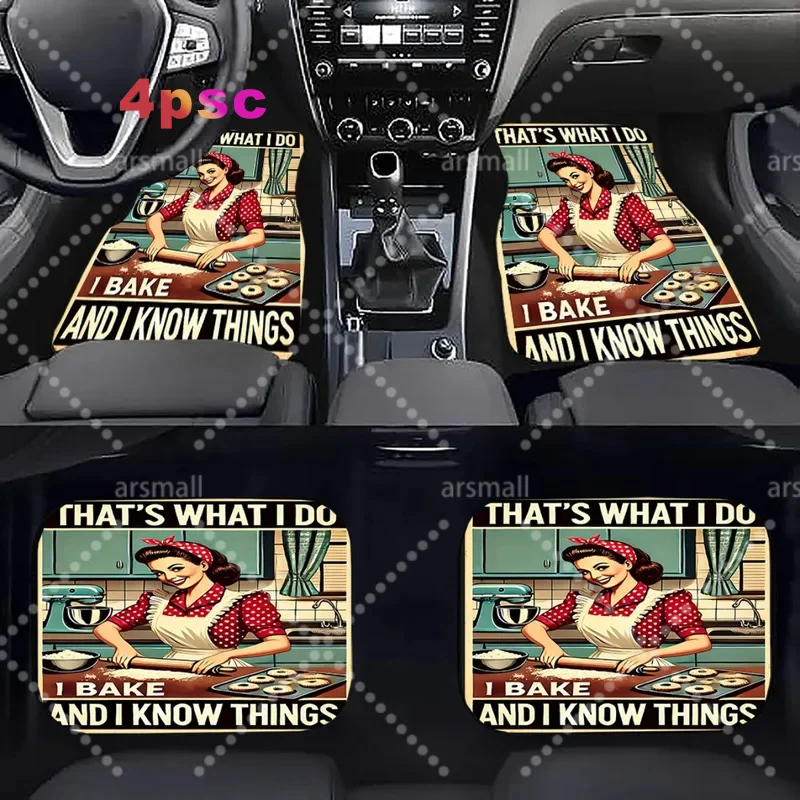 1pc Cooking Girl Rolling Dough Print Car- Non-Slip, Durable Floor, Trucks, SUVs- Mother's Day, Easter, Spring Decorations, Easte