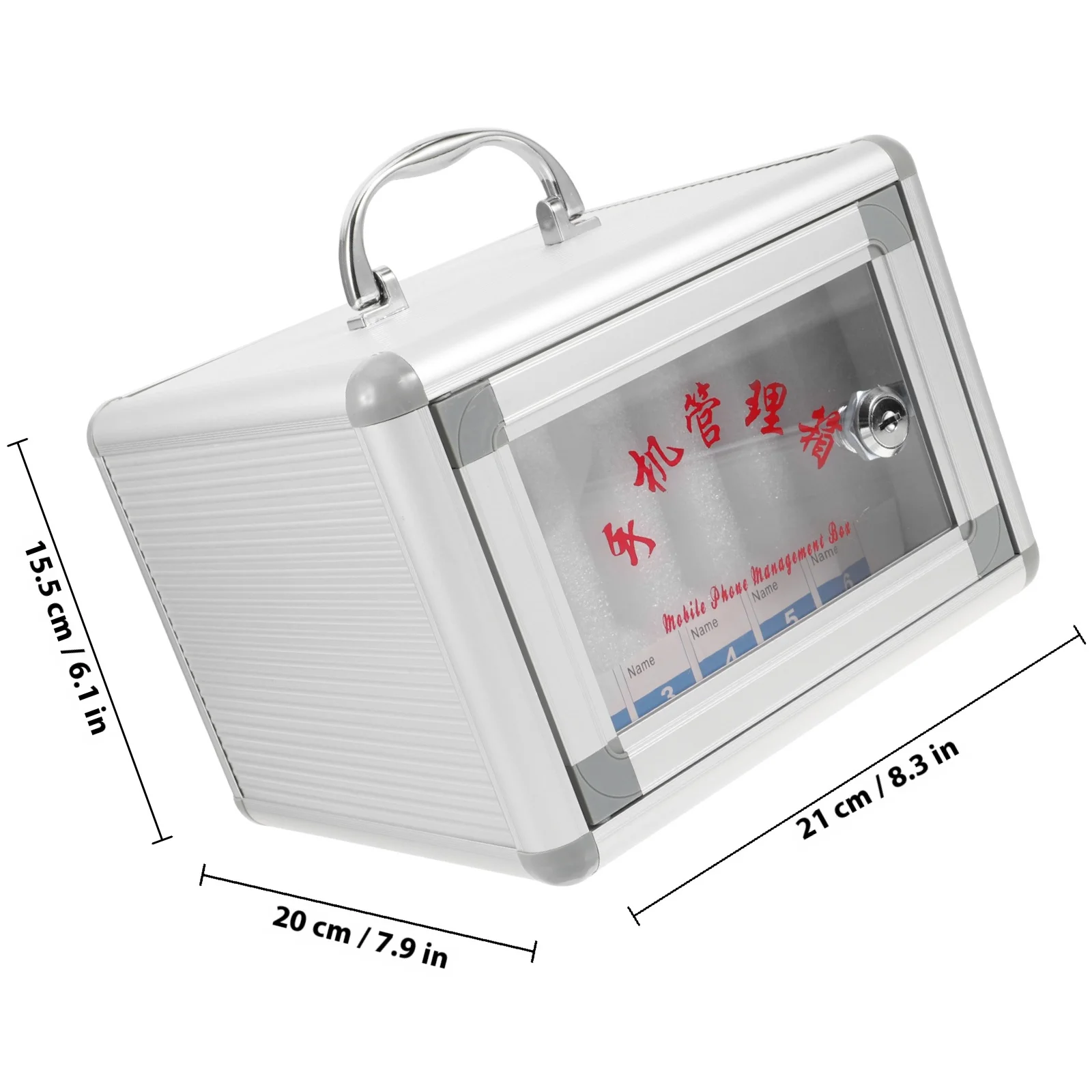 Mobile Phone Storage Box Aluminum Alloy Multi-Slot Cellphone Locker With Handle Safety Lock Wall-Mounted For Office