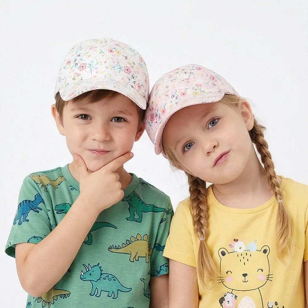 

Cartoon Flowers Adjustable Baseball Caps Sun-shading Breathable Children Outdoor Caps Sunscreen Polyester Kids Sports Hats
