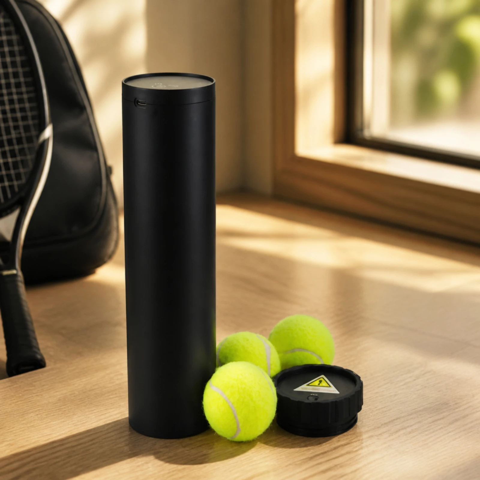 Storage Canister Space-Efficient Automatic Tennis Ball Pressurizer for Home Practice Areas, Club Equipment Rooms