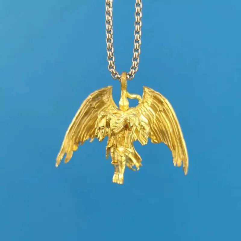 Guardian Angel Wings Action Figures Brass Pendant Individuality Wing Necklace Desktop Car Interior Ornament Accessorie Valentine