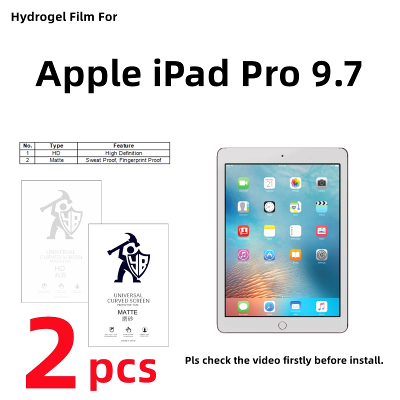 

2pcs HD Hydrogel Film For Apple iPad Pro 9.7 Matte Screen Protector For iPad Pro 9.7 (2016) Clear/Frosted Full Cover Protective