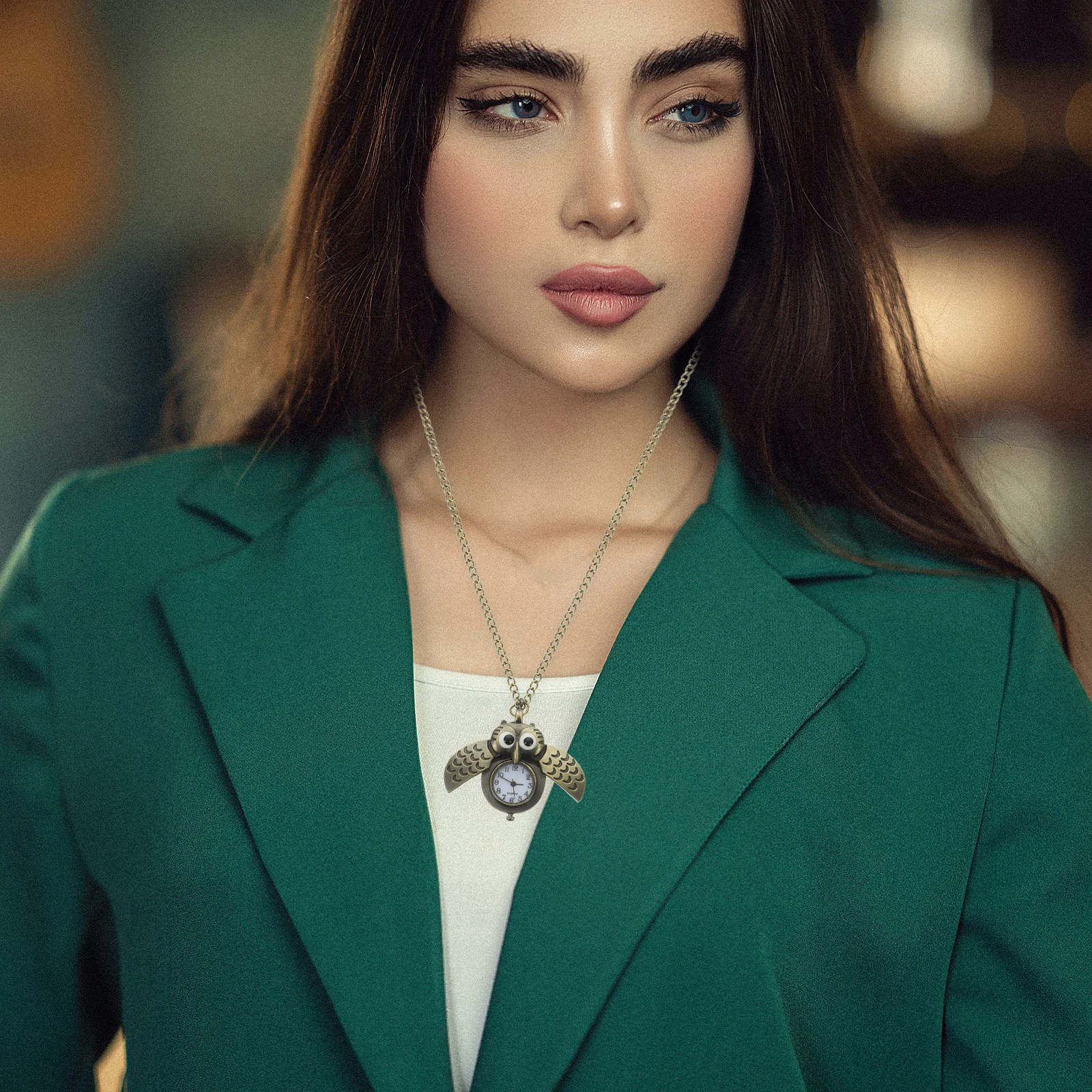 

Owl Pocket Watch Necklace Vintage Quartz Bronze for Women Kids Elegant Gift Watch Ladies Mens Cat Eye Watches