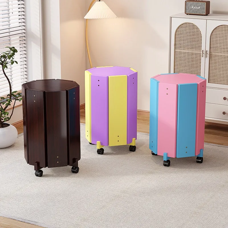 Stool stackable household with pulley storage stacking guest spare combination round stool