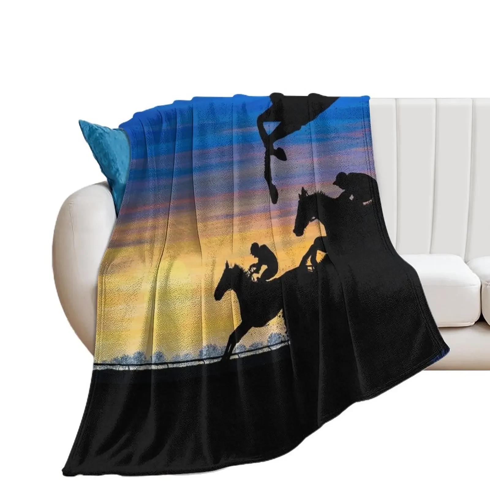 

Newmarket Race Horses at Sunrise Painting Throw Blanket Plaid Blankets For Bed Stuffeds Blankets