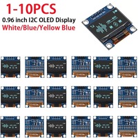 1-10PCS 0.96 Inch OLED Display Module I2C IIC SPI Serial 128X64 SSD1306 LCD 3.3-5V 4 Pin White/Blue/Yellow Blue for Arduino