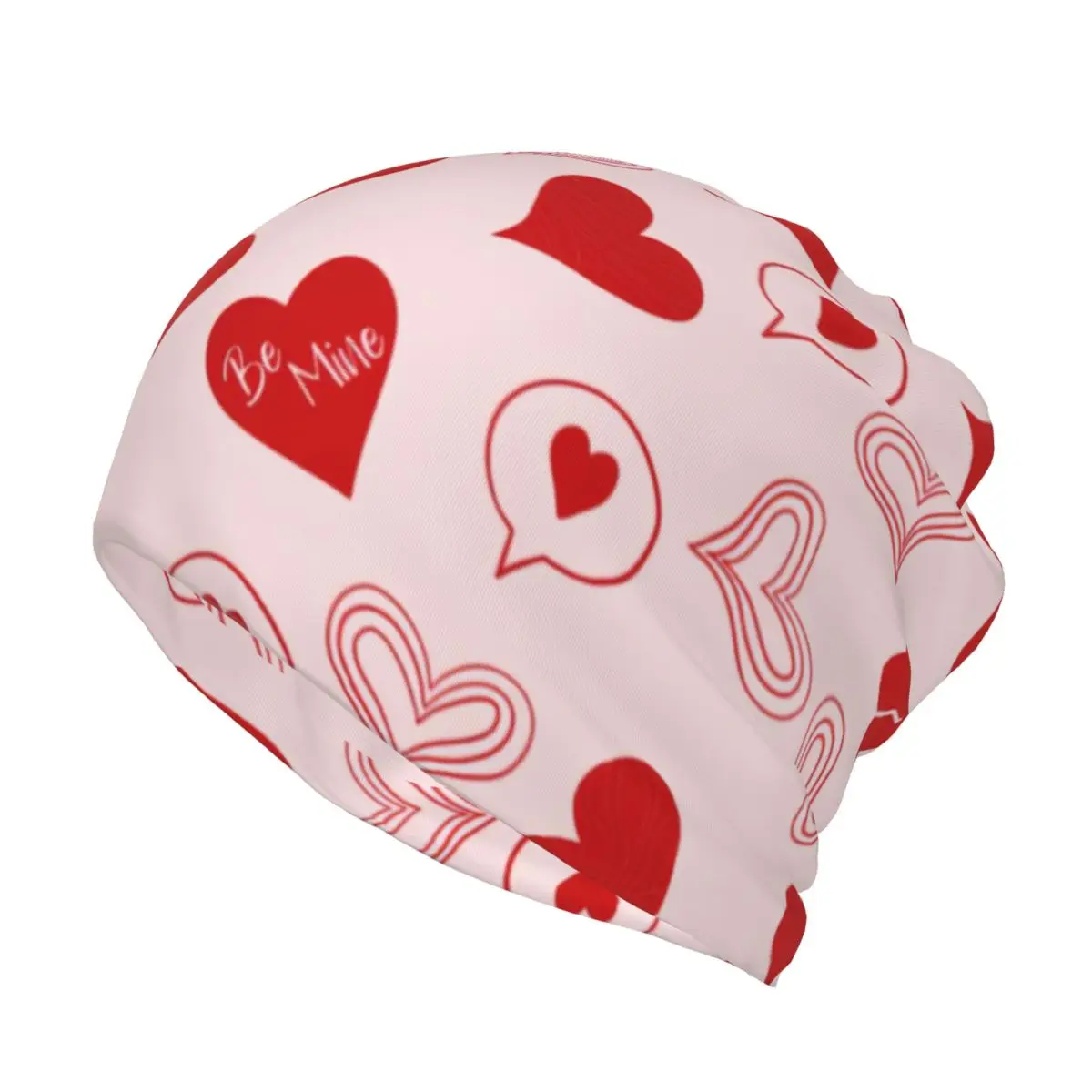 Custom Cute Valentines Day Hearts Skullies Beanies Caps Women Men UV Face Shield Neck Gaiter Winter Bandana Scarf for Hiking