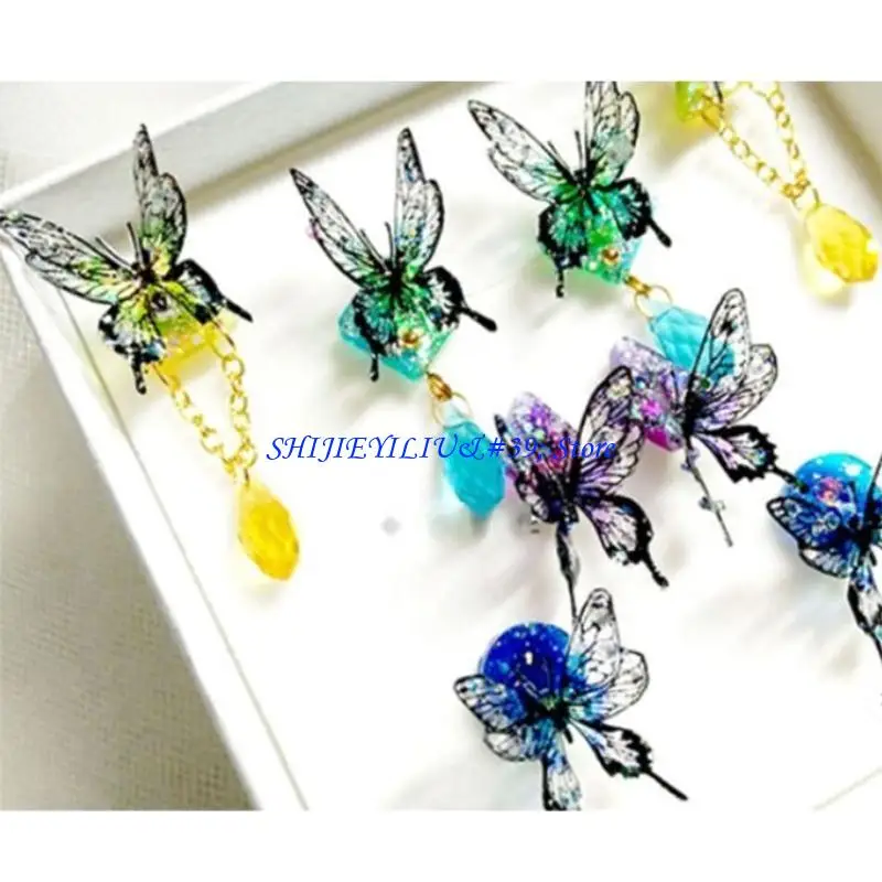 

E21F 5 Sheets for Butterfly Stickers Art Decorations Crystal Epoxy Resin Mold Filler DIY Crafts Jewelry Making Fillings