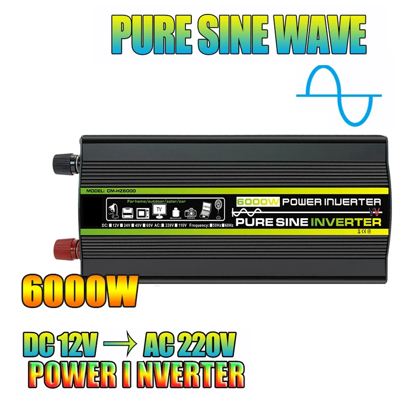 3KW 4KW 6KW 8KW Pure Sine Wave Inverter Voltage Transformer DC12V/24V To 220V Power Converter Home Camping Solar Inverter