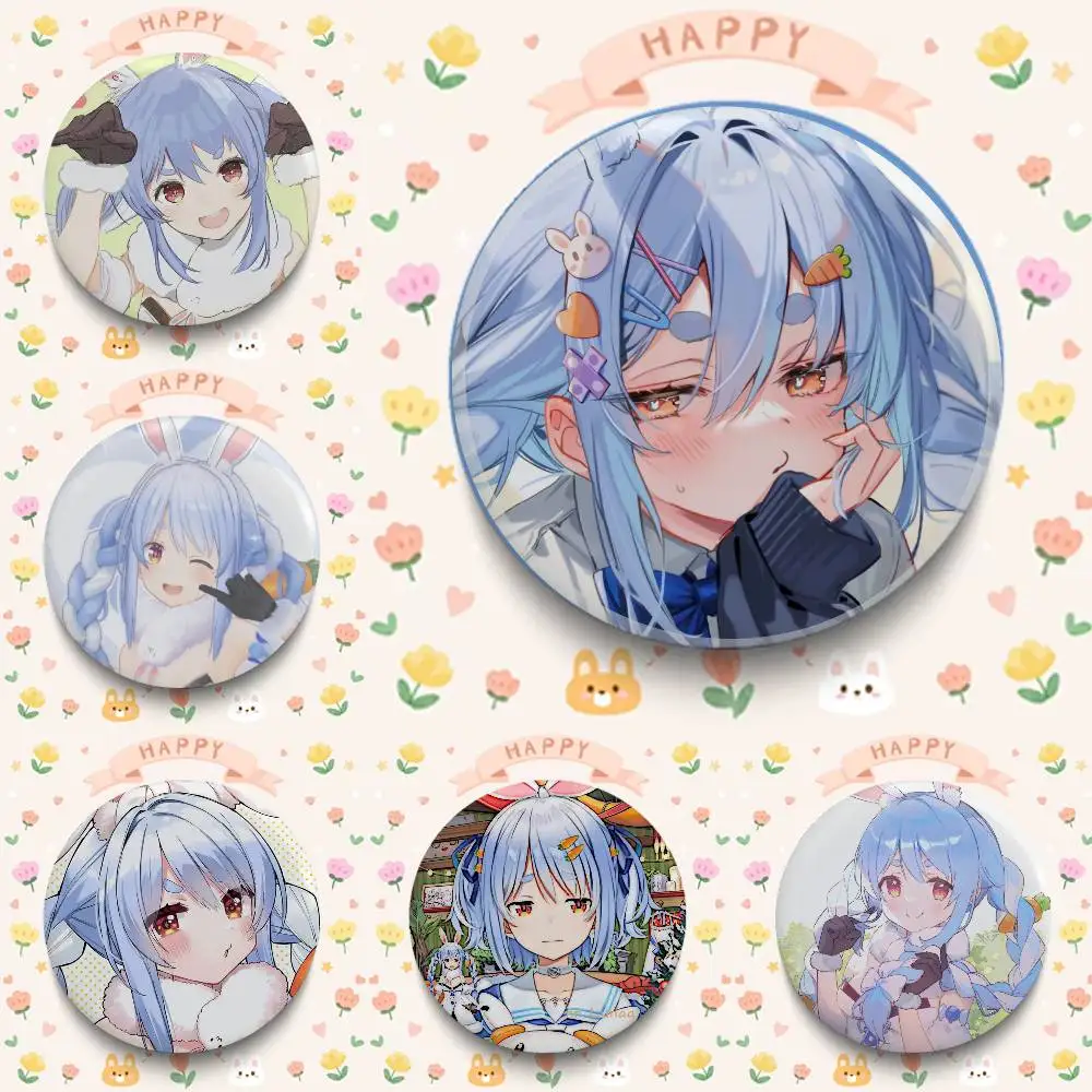 Anime Hololive VTuber Kawaii Usada Pekora Badges Button Round Pin Brooch Badge Bag Decor Accessories Fans Collect Friends Gifts