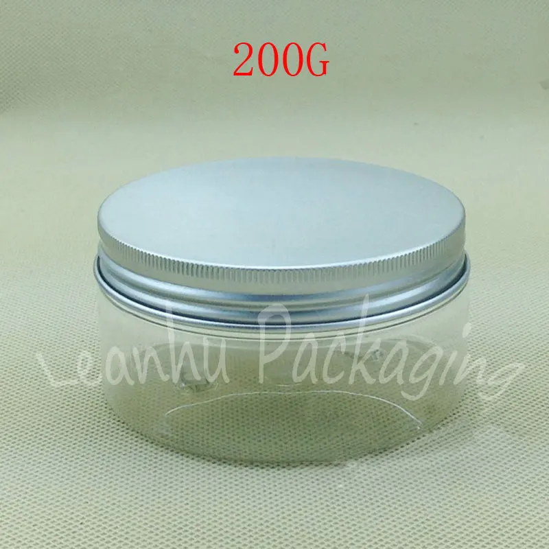 200G Wide Mouth Plastic Bottle With Aluminum Cover , 200CC Cream / Mask Packaging Jar , Empty Cosmetic Container ( 50 PC/Lot )