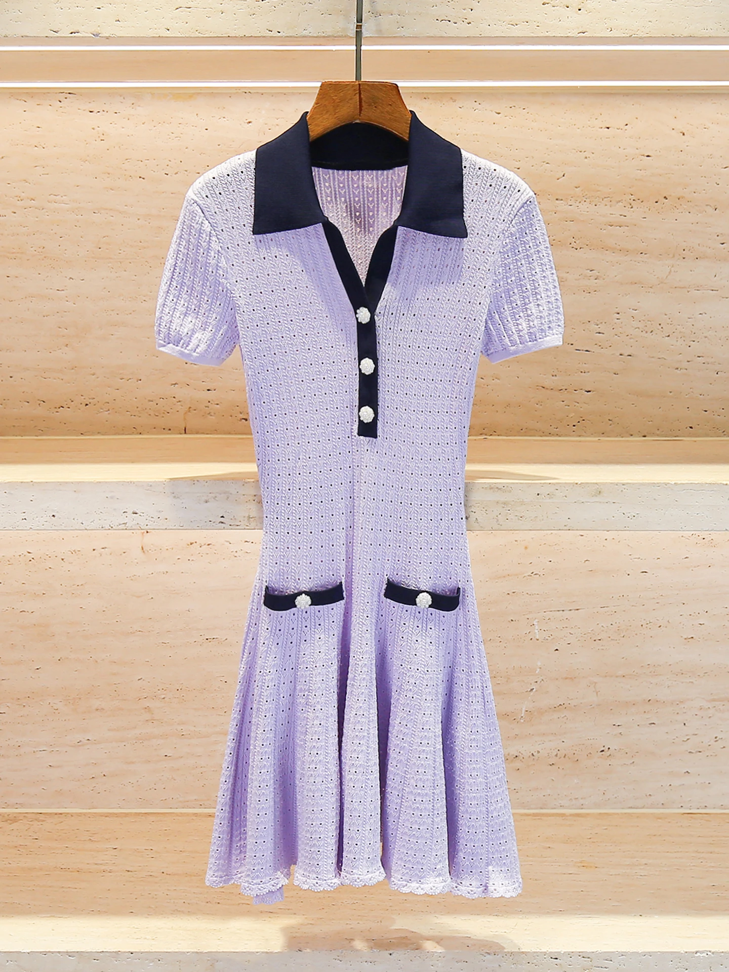 SP Home South Oil High-End-Damen-Lila-Strickrock mit Wickeltaille Dr. Sommer Ele Sle Pendeln Einfacher A-Linien-Rock mit hoher Taille