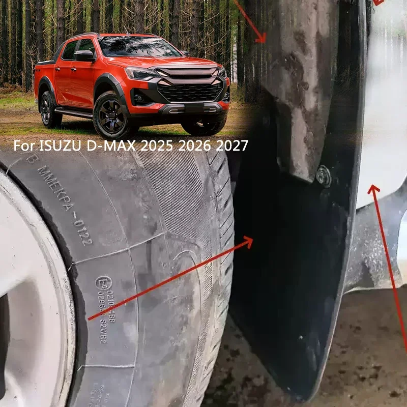 4PCS ABS Car Fender Mud Flaps Auto Splash Guard Anti-dirt For ISUZU D-MAX 2025-Present Wear-resistant Body Protect Accessory