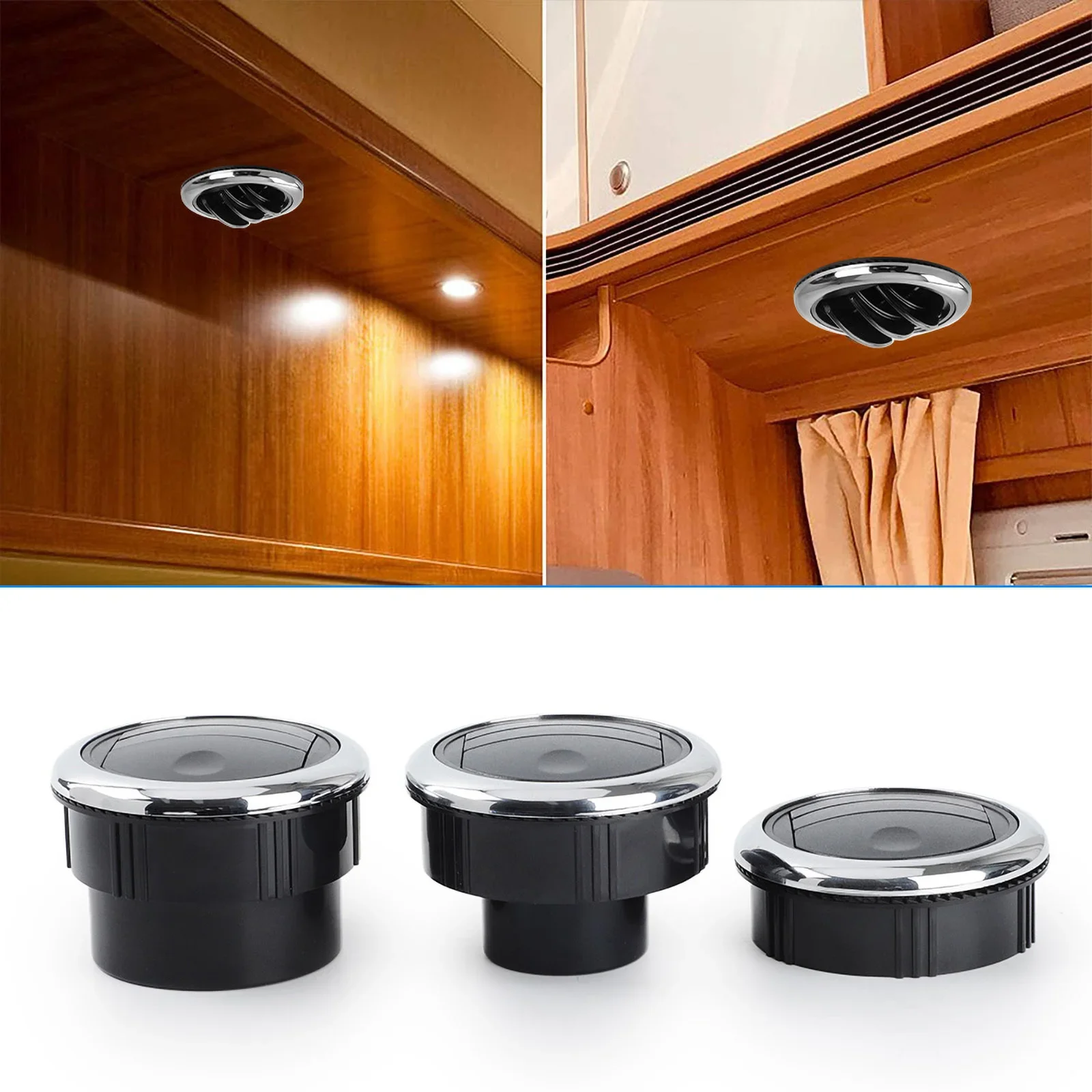 80mm Universal Car Vent Dashboard Air Conditioning Vent Deflector Knob Type Rotation Air Outlet Vent for Camper Caravan CNSPEED