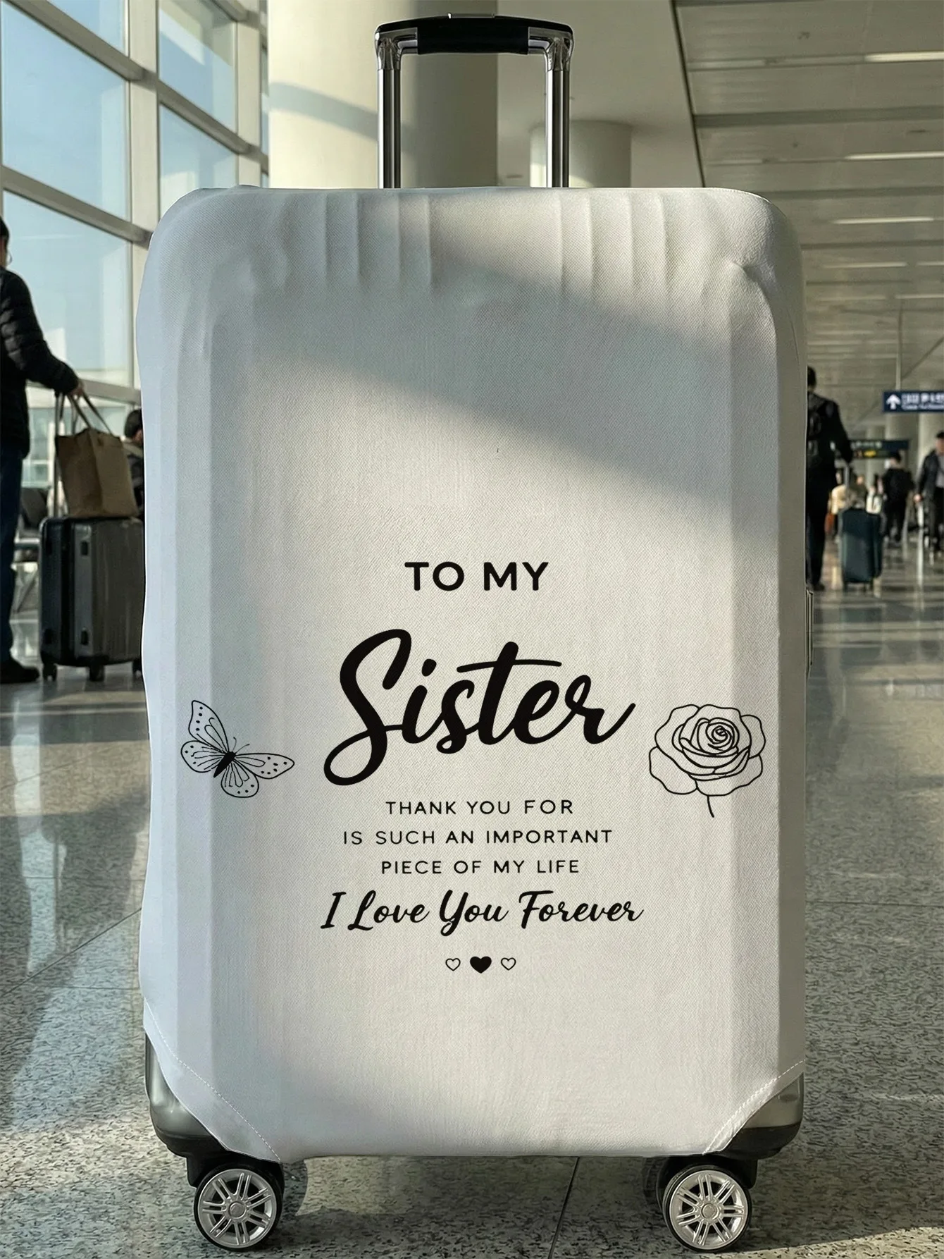 

To My Sister Butterfly Rose Luggage Cover, Suitable for 18-32 Inch Luggage Cover, Luggage Handle Glove, Travel Accessories