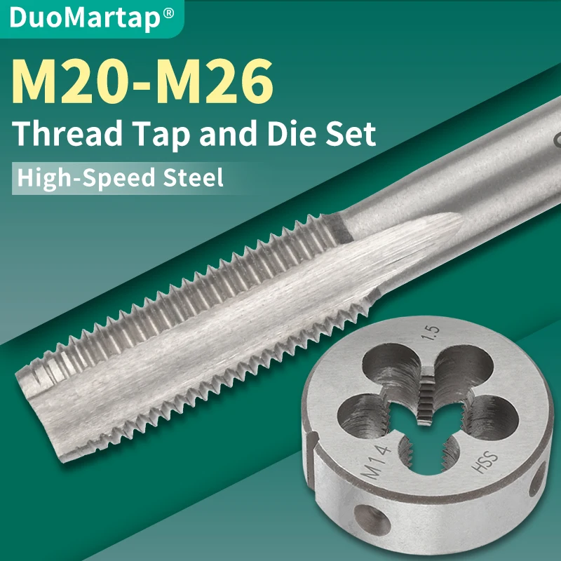 

1SET HSS 6542 Multifunction Tap and Die Set M20-M26 Metric Screw Thread Hand Taps Straight Fluted Tap Die and Thread Tool