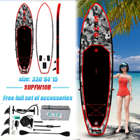 FunWater SUPFW10B 10.8' Inflatable Camo Paddle Board Gray Red 330cm Complete Accessories for Adult Beach Water Sports