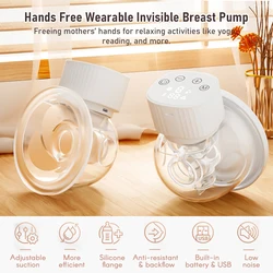 2PCS Hands Free Breast Pump Wearable Pump Portable Painless Low Noise Electric Feeding Pump ith Large Display Screen