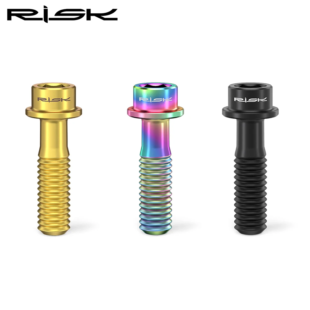 RISK 2PCS M5*18mm Bike Stem Handlebar Fixing Titanium Ti Bolts Fixed Screws Hollow Lightweight  for MTB Bicycle Seat Post Clamp