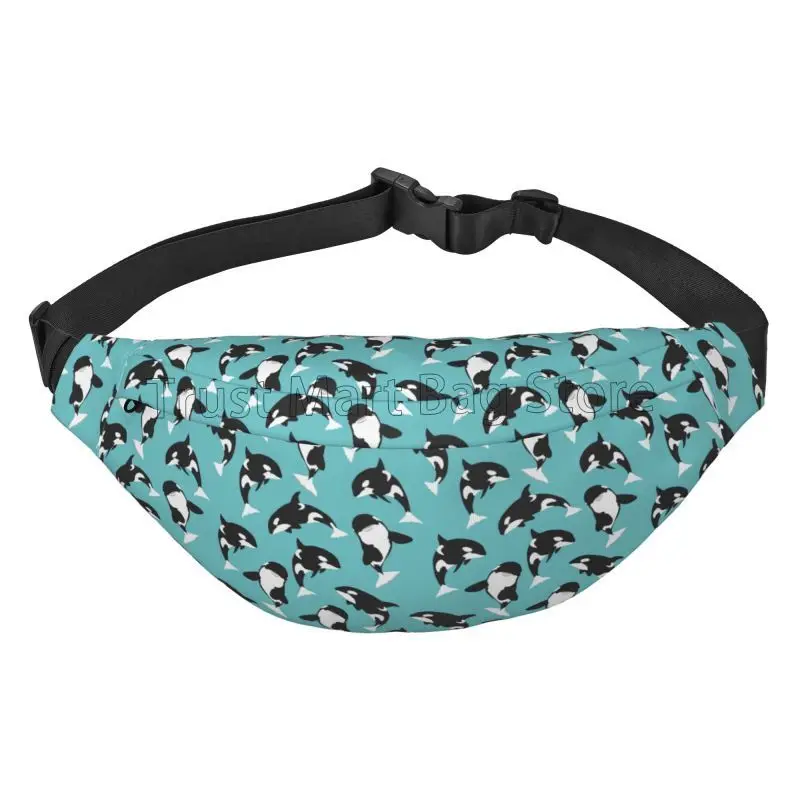 Killer Whale Orca Print Casual Fanny Pack Crossbody Waist Bag Adjustable Belt Bag for Travel Festival Hiking Cycling Running