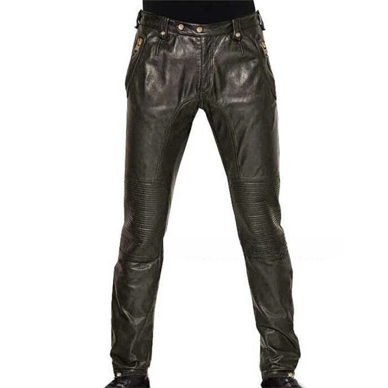 

Men's Genuine Lambskin Real Leather Pant Fashion Outfit Soft Trouser