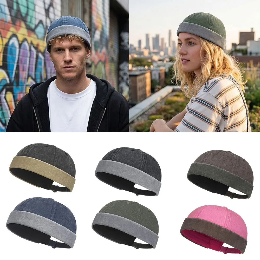 

Fashion Beanie Brimless Summer Hats Skullies Cap Women Beanie Hat Hip Hop Hats Vintage Men's Street Portable Multipurpos Hat