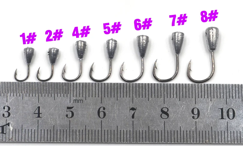 MNFT 20Pcs Overturned Barbed Fishing Hook Grass Carp Carassius auratus Jig Head Fishhook Carp Fishing Lead Hooks 1-8#